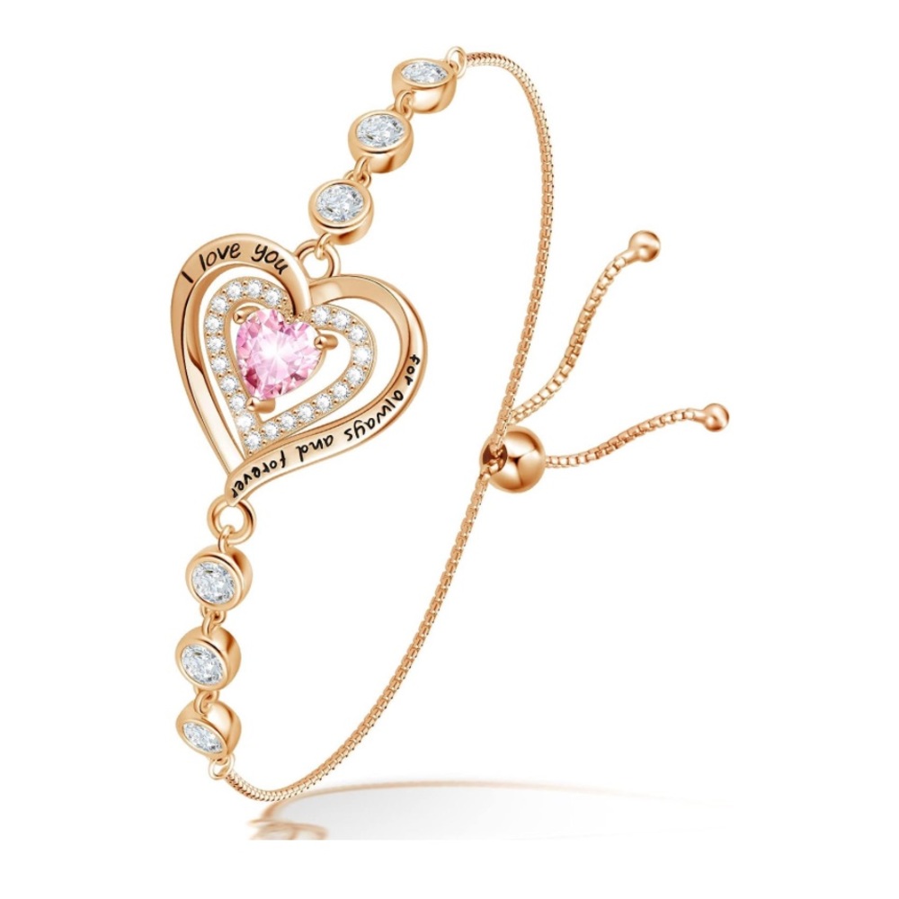 NIB Pink tourmaline heart bracelet
